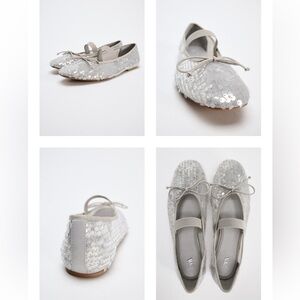 Elegant Gray Sequin Ballet Flats